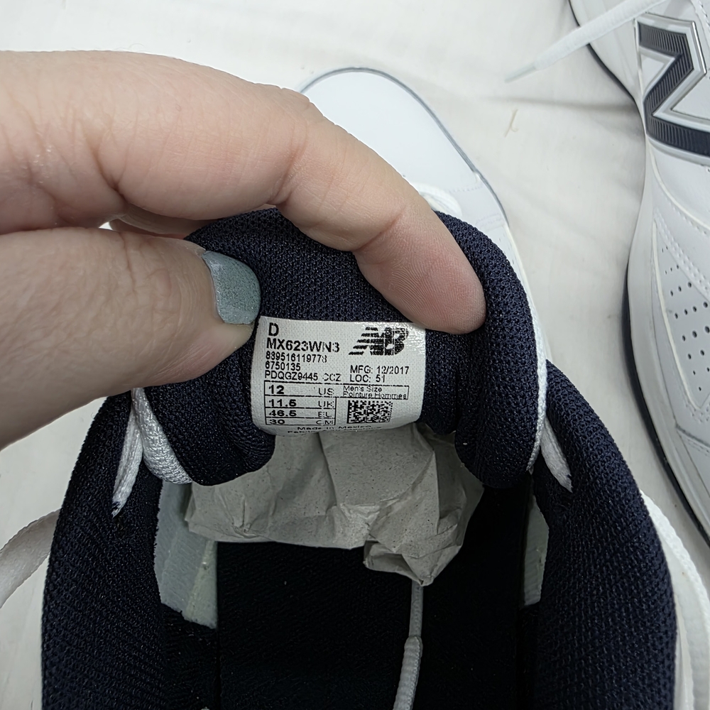New Balance White and Navy Men's Athletic Sneakers - Picture 8 of 10